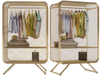 现代轻奢金属网镂空衣柜3d模型 现代轻奢金属网镂空衣柜