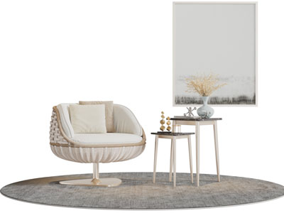 现代藤编旋转休闲椅子边几