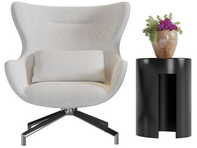 现代休闲椅子边几