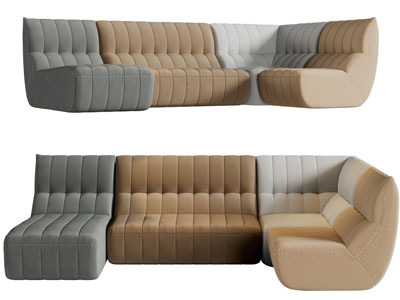 现代转角多人沙发3d模型 现代转角多人沙发