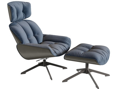 现代布艺休闲椅子脚踏