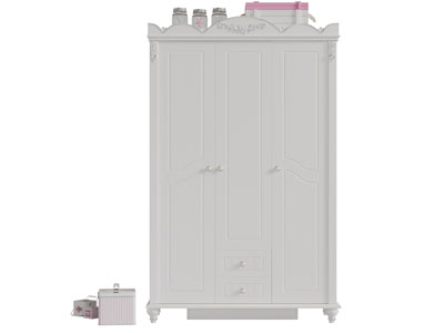 简欧白色衣柜3d模型 简欧白色衣柜