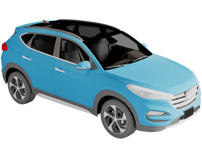 现代蓝色汽车3d模型 现代蓝色汽车