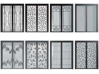 新中式双扇平开门