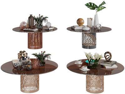 新中式圆形茶几边几