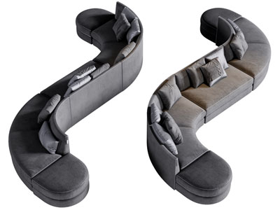 现代布艺S形多人沙发3d模型 现代布艺S形多人沙发