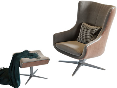 现代十字形支架休闲椅子脚踏