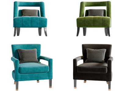 现代布衣休闲单人沙发