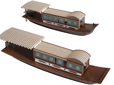 中式古典仿古船马头小船3d模型下载_模型ID:47798-让提网