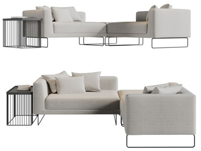现代白色转角多人沙发3d模型 现代白色转角多人沙发