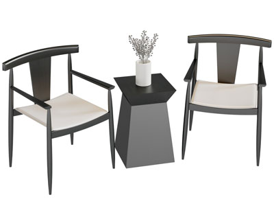 新中式扶手椅子边几