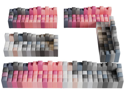 后现代彩虹色渐变多人沙发3d模型 后现代彩虹色渐变多人沙发