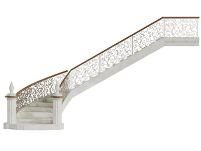 欧式大理石台阶旋转楼梯3d模型 欧式大理石台阶旋转楼梯