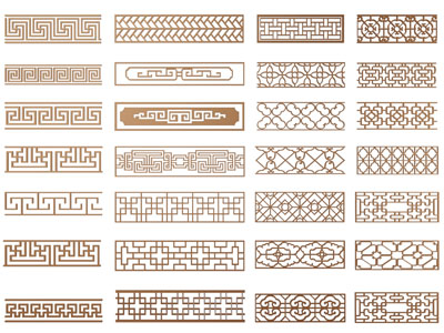 新中式装饰花格窗雕花缕