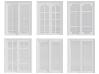 简欧白色实木边框的推拉门