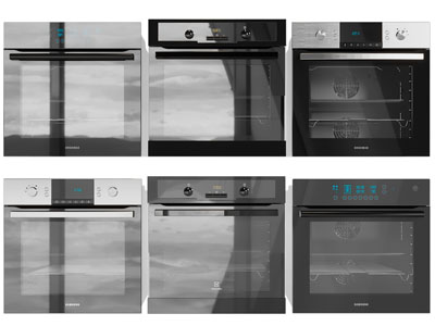 现代玻璃柜门的烤箱厨房电器