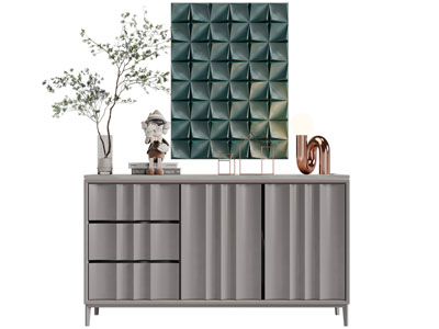 现代装饰凹凸纹理柜门的玄关柜边柜