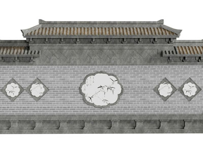 中式园林背景墙3d模型 中式园林背景墙