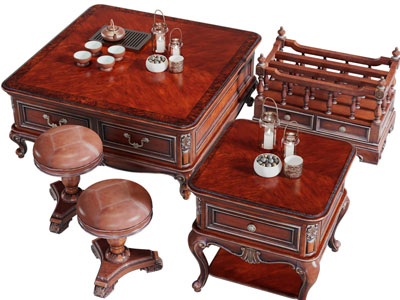 美式实木方形茶几