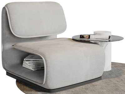 现代可收纳的单人沙发边几