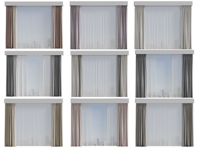 现代布艺窗纱窗帘3d模型 现代布艺窗纱窗帘