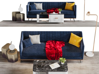 现代轻奢布艺多人沙发茶几3d模型 现代轻奢布艺多人沙发茶几