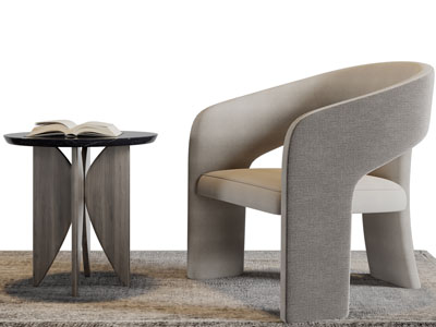 现代休闲椅子边几