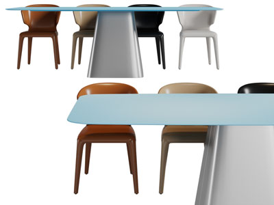 现代长方形餐桌椅组合