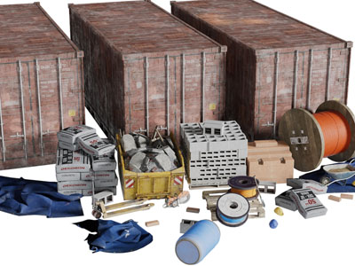 工业风垃圾车油桶工业品废品3d模型 工业风垃圾车油桶工业品废品