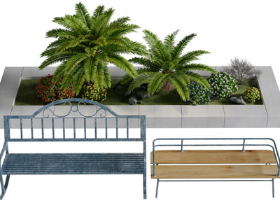 现代户外花坛公共椅子