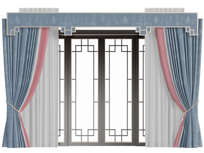 新中式窗纱窗帘推拉门