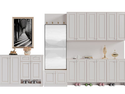 现代白色玄关装饰鞋柜