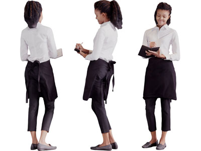 现代带围裙的服务员人物