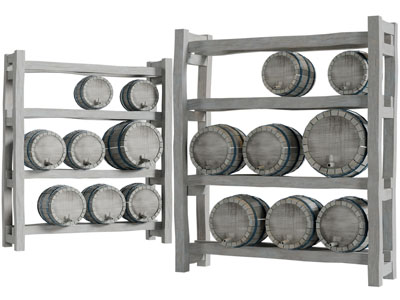 实木啤酒桶货架3d模型 实木啤酒桶货架