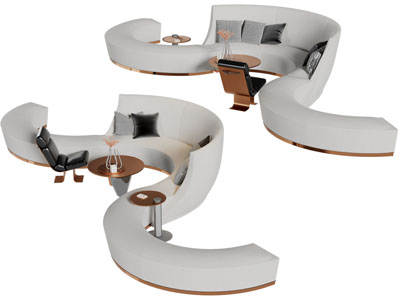 现代布艺双向多人沙发3d模型 现代布艺双向多人沙发