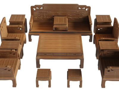 中式实木罗汉床单人沙发茶几组合