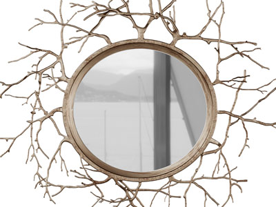 树枝边框的圆形装饰镜子挂件