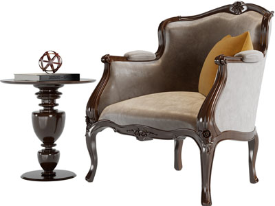 欧式雕花单人沙发边几