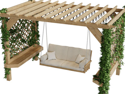 现代户外花架吊椅