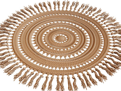 北欧圆形镂空带流苏的编织地毯3d模型 北欧圆形镂空带流苏的编织地毯