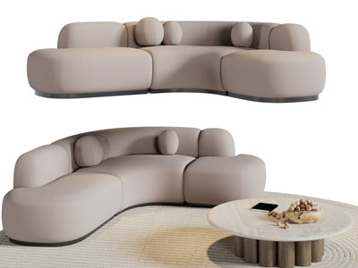 现代弧形多人沙发3d模型 现代弧形多人沙发
