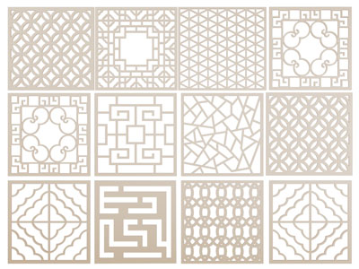 新中式方形窗格镂花窗