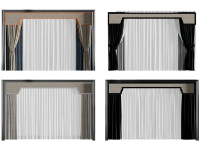 新中式布艺窗纱窗帘3d模型 新中式布艺窗纱窗帘