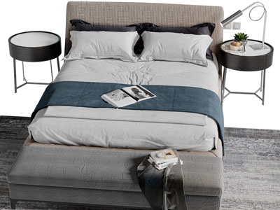 现代布艺双人床