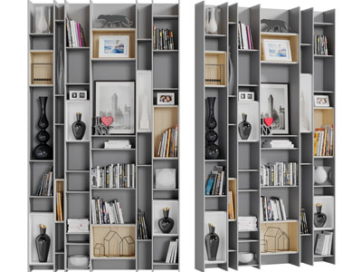 现代开放式装饰书柜