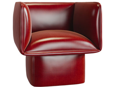 后现代红色皮革单人沙发