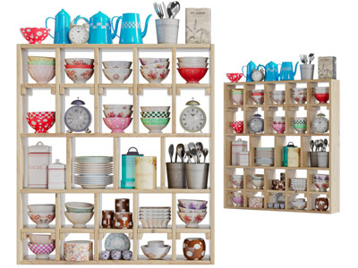 现代实木碗碟茶具杯子餐具收纳装饰架