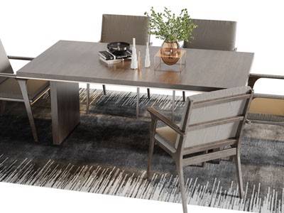 现代长方形实木餐桌椅组合