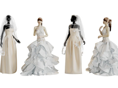 穿着婚纱的服装模特3d模型 穿着婚纱的服装模特