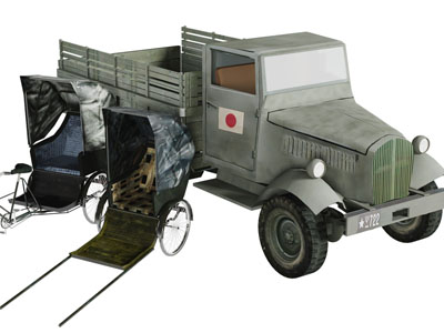现代日本军用汽车人力车3d模型 现代日本军用汽车人力车